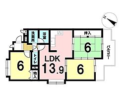 ユニーブル旭出2号館 3LDKの間取図画像