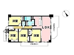 宝マンション滝ノ水2 4LDKの間取図画像