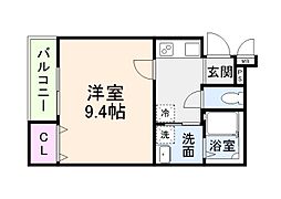 フジパレス堺白鷺5番館 302 3階1Kの間取り