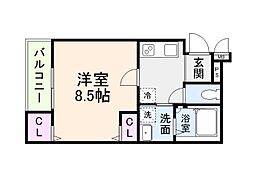 フジパレス堺白鷺3番館 202 2階1Kの間取り