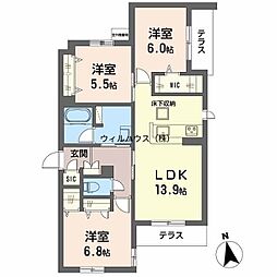 シャーメゾン 伽羅橋 3LDKの間取図画像