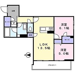 シャーメゾン静永 2LDKの間取図画像
