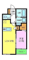 Ｓｔ．Ｒｅｓｉｄｅｎｃｅ七道 2階1LDKの間取り