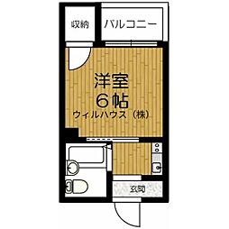 ヴィラ平成 ワンルームの間取図画像