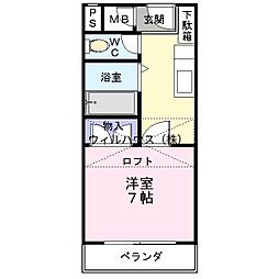 ロフティ北花田 1Kの間取図画像