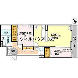 ディーレガシー中百舌鳥 2LDKの間取図画像
