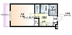 フジパレス南清水町サウス 1Kの間取図画像