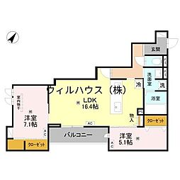 ラ メゾン ピック 中百舌鳥II 2LDKの間取図画像