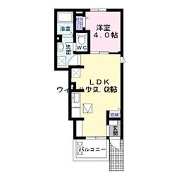 メゾンフルール 1LDKの間取図画像