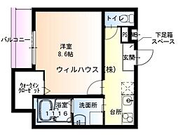 フジパレス鳳北町 1Kの間取図画像
