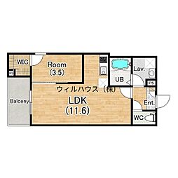高石市取石2丁目アパート 1LDKの間取図画像