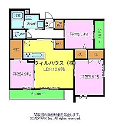 Sincerity南三国ケ丘 2SLDKの間取図画像