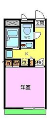 レオパレスパークサイド橘 1Kの間取図画像