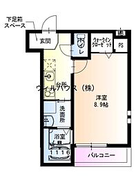 フジパレス百舌鳥駅南2番館 1Kの間取図画像