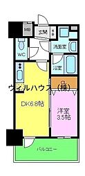 マンションはりげん鳳 1DKの間取図画像