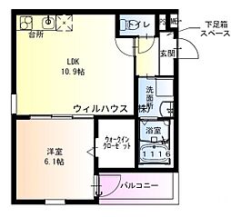 フジパレス堺大浜公園2番館 1LDKの間取図画像