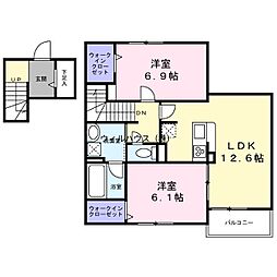 堺市西区浜寺石津町東3丁アパート 2LDKの間取図画像