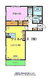 シンフォニー 1LDKの間取図画像