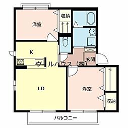 シャーメゾンキティーA 2LDKの間取図画像