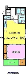 フジパレス諏訪ノ森6番館 1LDKの間取図画像