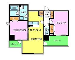 GROOVE堺東レジデンス 2LDKの間取図画像