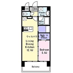 フェリスシエロ堺 1LDKの間取図画像
