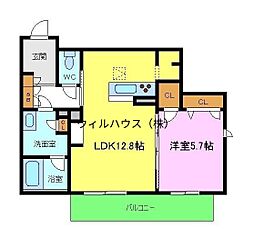 シャーメゾンモーヒロ駅前館 1LDKの間取図画像