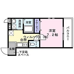 シュークリア北花田 1Kの間取図画像