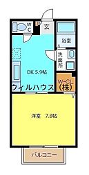 ユートピアもず 1DKの間取図画像