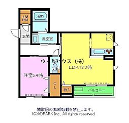 ベルフルール 1LDKの間取図画像