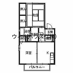 ロジュマンイズミF棟 2Kの間取図画像