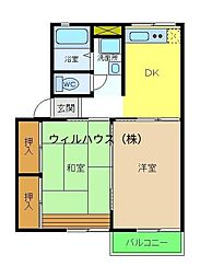 ソファレ南島B 2DKの間取図画像