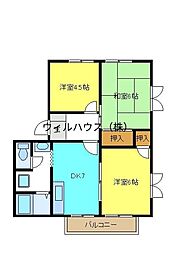 山口ハイツB 3DKの間取図画像