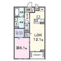 リビオMiyabi 1LDKの間取図画像