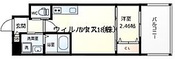 テラ浅香山 1DKの間取図画像