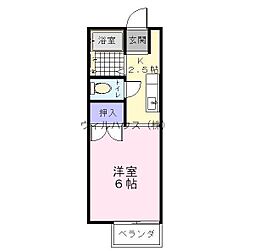 セジュールFパートB 1Kの間取図画像
