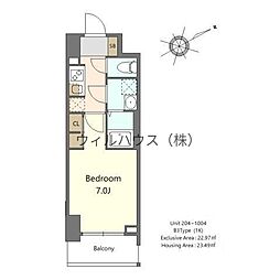 S-RESIDENCESAKAI-HAMADERAaxial 1Kの間取図画像