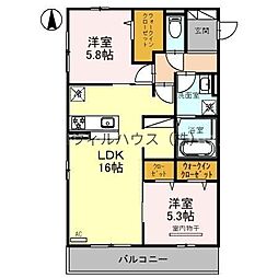 ラフォーレ 2LDKの間取図画像