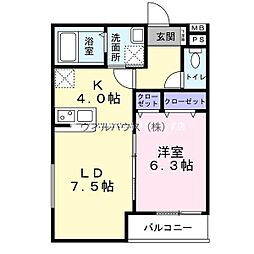 フジパレス堺三国ヶ丘5番館 1LDKの間取図画像
