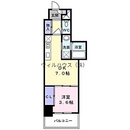 CLOVERVIEWKITAHANADA 1DKの間取図画像