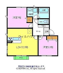 セピアコートB 2LDKの間取図画像