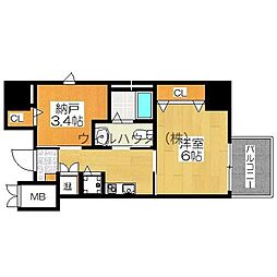 ディアコート宿屋町 2Kの間取図画像