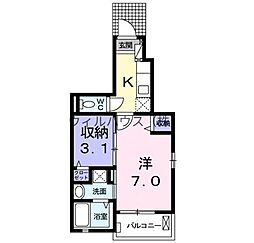 プチフローラ北野田3 2Kの間取図画像