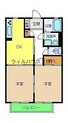プルミエ和泉C棟 2DKの間取図画像