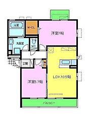 ヴィーブル伏尾 2LDKの間取図画像