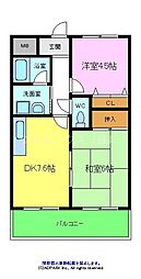 グレース津久野1 2DKの間取図画像