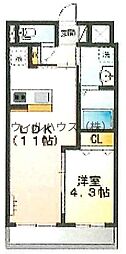 プリムローズ深井 1LDKの間取図画像