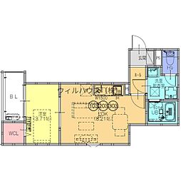 Fstyle東新町3号館 1LDKの間取図画像
