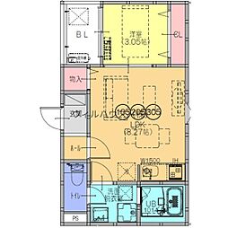Fstyle東新町3号館 1LDKの間取図画像