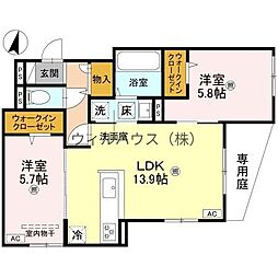 プライム金剛 2LDKの間取図画像